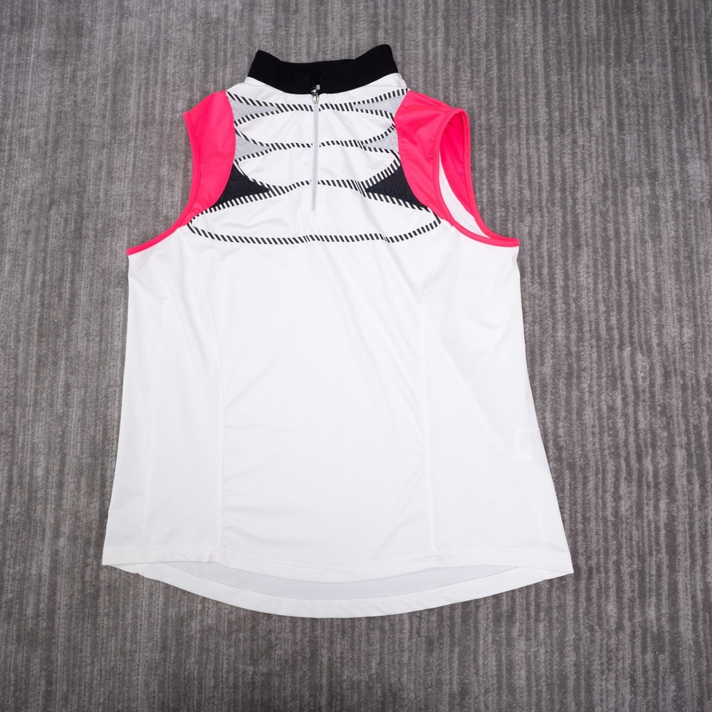 Jamie Sadock Golf Top Women S White Pink Excellent Sleeveless Quarter Zip Mock